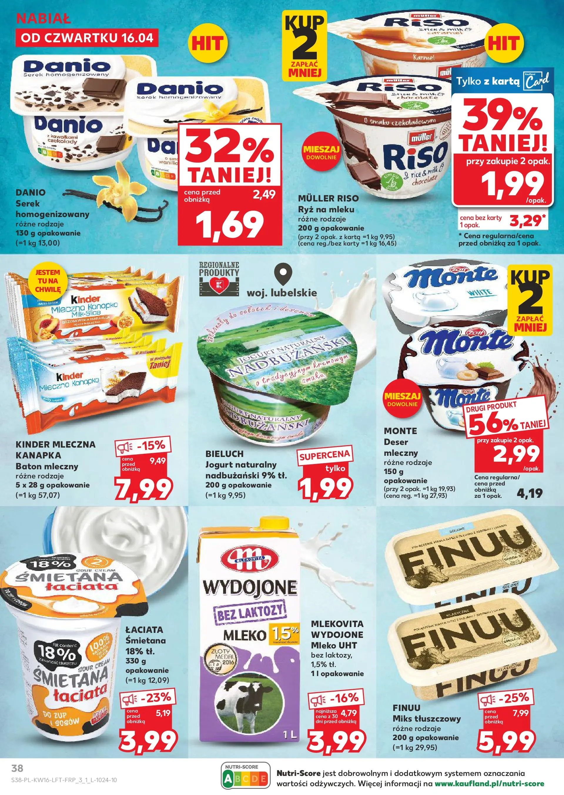 Kaufland gazetka od 16.04.2026 - od jutra PDF | Strona: 38 | Produkty: Czekolady, Jogurt naturalny, Mleko, Ryż