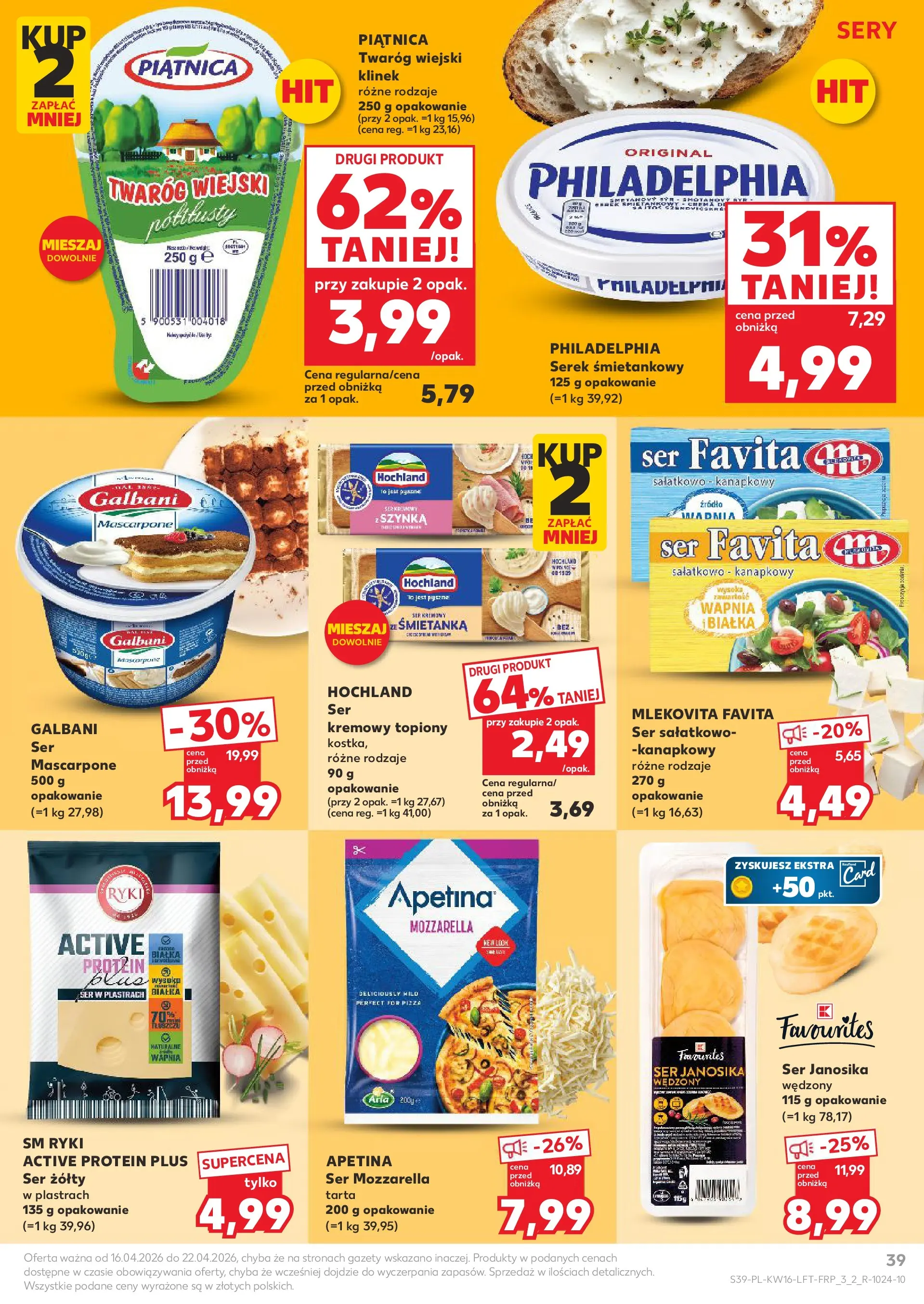 Kaufland gazetka od 16.04.2026 - od jutra PDF | Strona: 39 | Produkty: Serek, Sery, Ser, Pizza