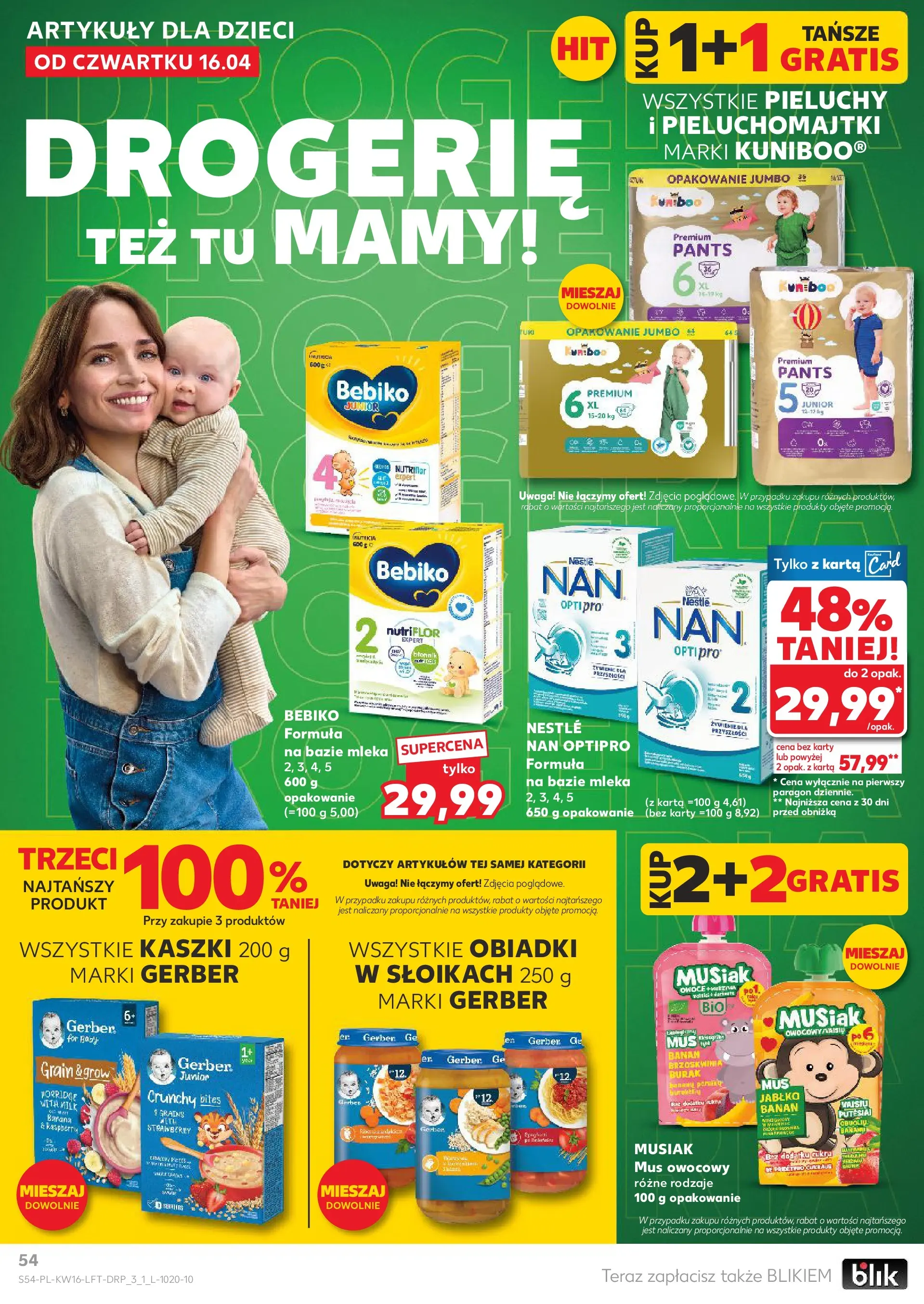 Kaufland gazetka od 16.04.2026 - od jutra PDF | Strona: 54 | Produkty: Brzoskwinia, Karta, Pieluchomajtki, Banan