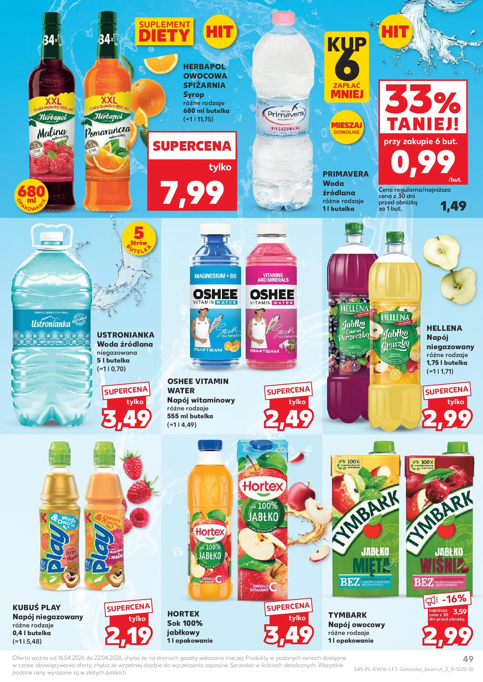 Kaufland gazetka od 16.04.2026 - od jutra PDF | Strona: 49 | Produkty: Syrop, Gruszka, Woda źródlana, Porzeczka