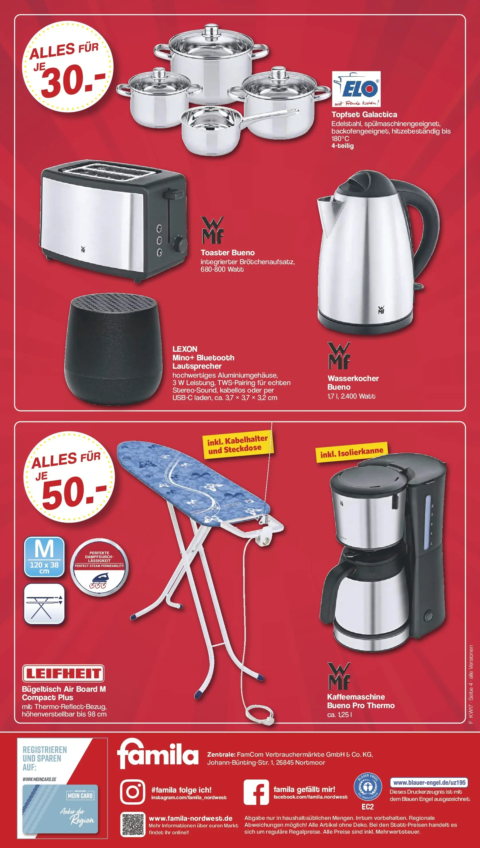 Famila Nordwest Einleger (ab 20.04.2026) zum Blättern | Seite: 4 | Produkte: Lautsprecher, Kaffeemaschine, Toaster, Steckdose