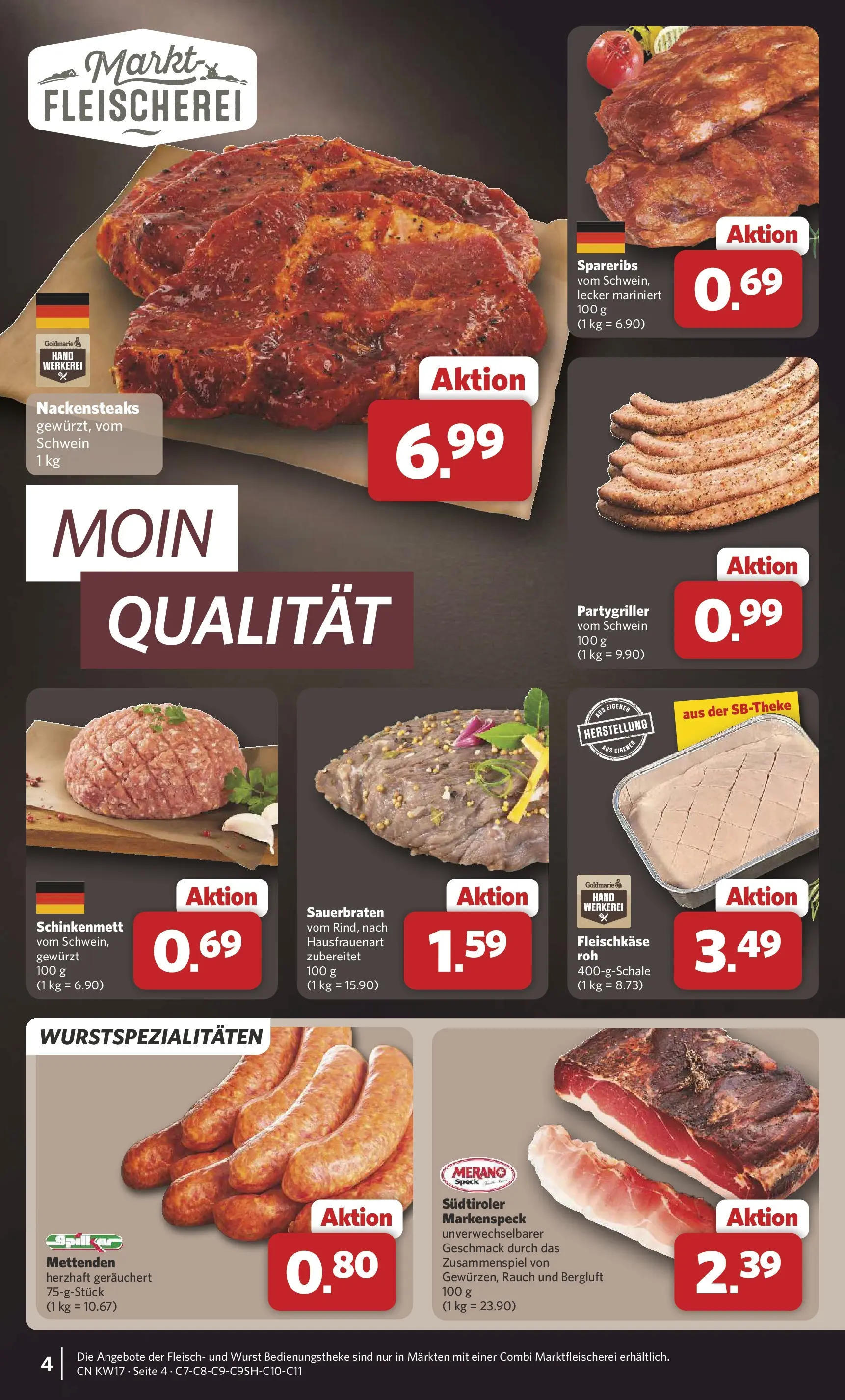 Combi Wochenangebote Rahden (ab 20.04.2026) zum Blättern | Seite: 4 | Produkte: Nackensteaks, Wurst, Fleisch