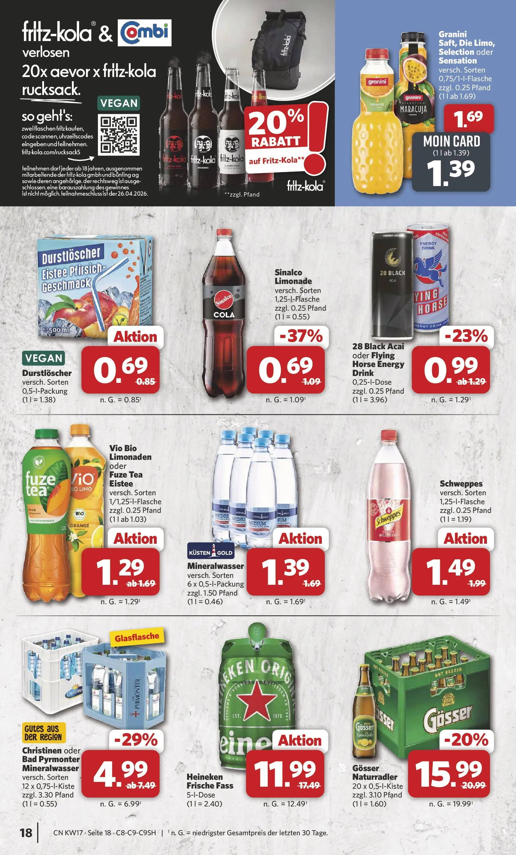 Combi Prospekt Detmold (ab 20.04.2026) zum Blättern | Seite: 20 | Produkte: Sinalco, Limonade, Schweppes, Mineralwasser