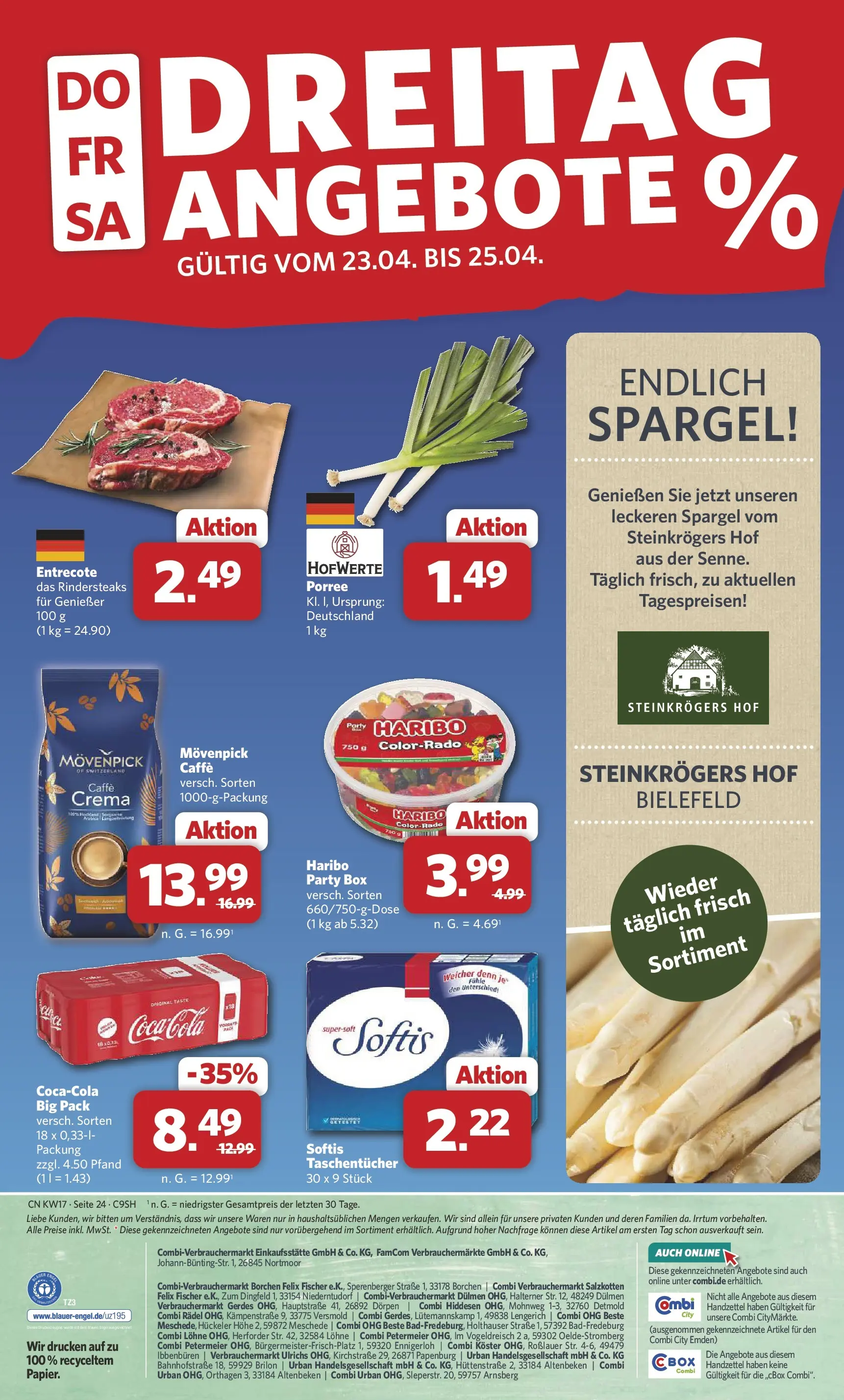 Combi Prospekt Steinhagen (ab 20.04.2026) zum Blättern | Seite: 26 | Produkte: Haribo, Box, Entrecote, Spargel
