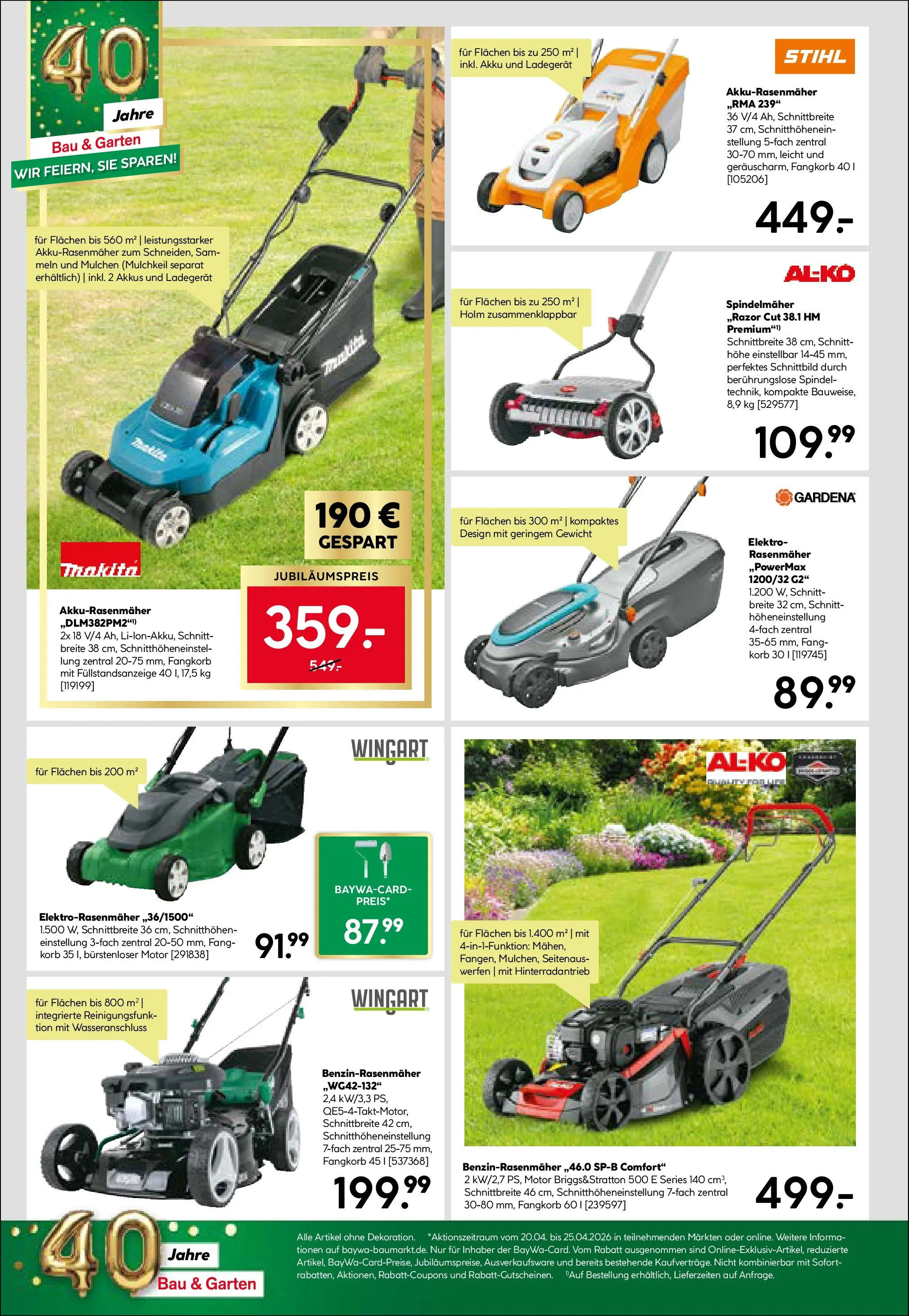 Angebote - BayWa: Wochenangebote (ab 19.04.2026) zum Blättern | Seite: 10 | Produkte: Gewicht, Rasenmäher, Korb, Ladegerät