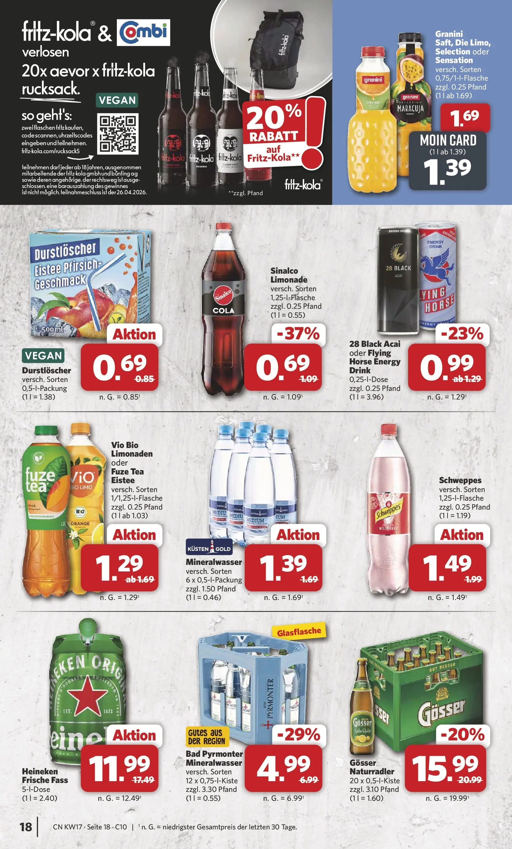 Combi Prospekt Celle (ab 20.04.2026) zum Blättern | Seite: 20 | Produkte: Limonade, Schweppes, Heineken, Pfirsich