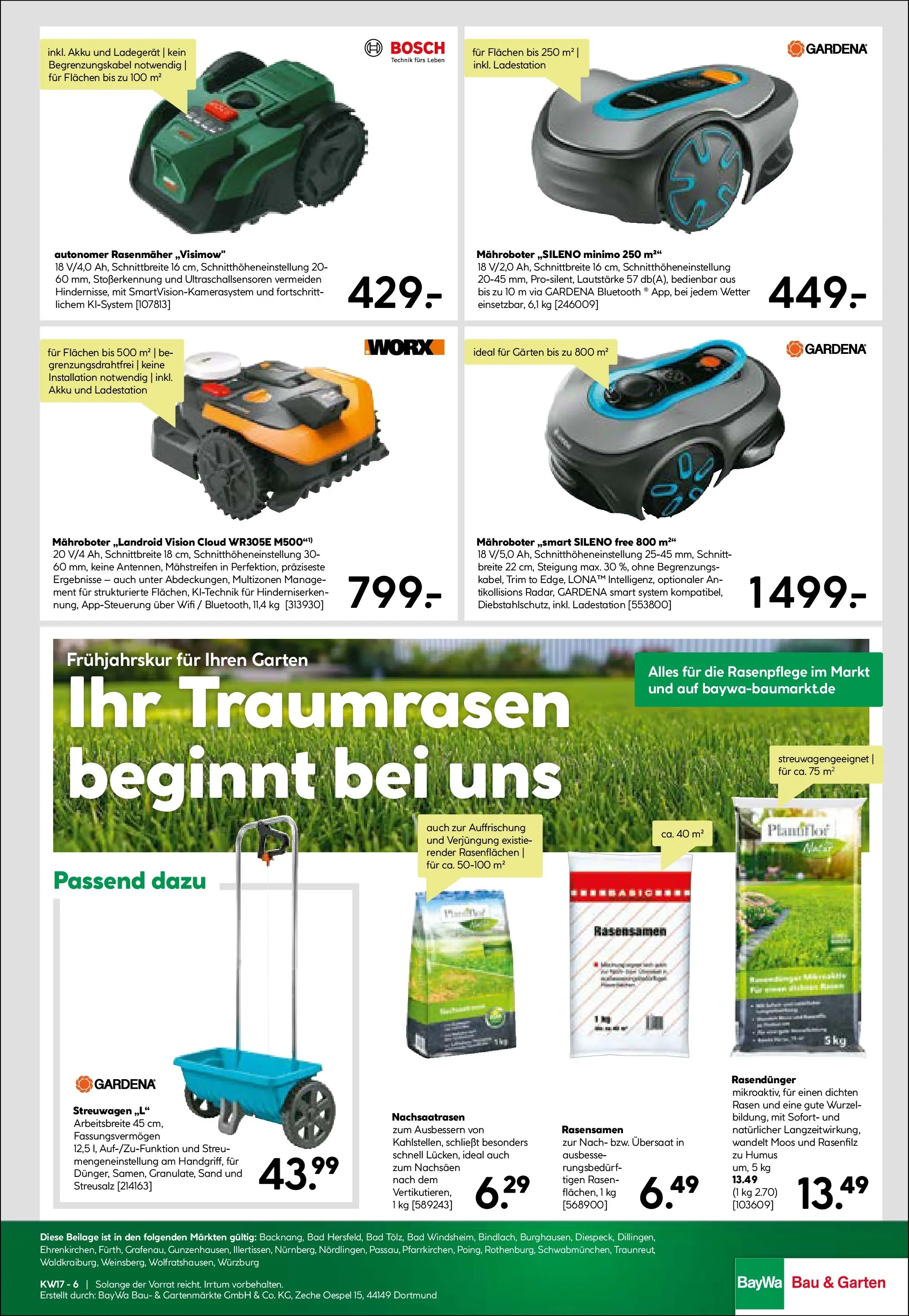 Angebote - BayWa: Wochenangebote (ab 19.04.2026) zum Blättern | Seite: 11 | Produkte: Bosch, Rasenmäher, Bad, Ladegerät