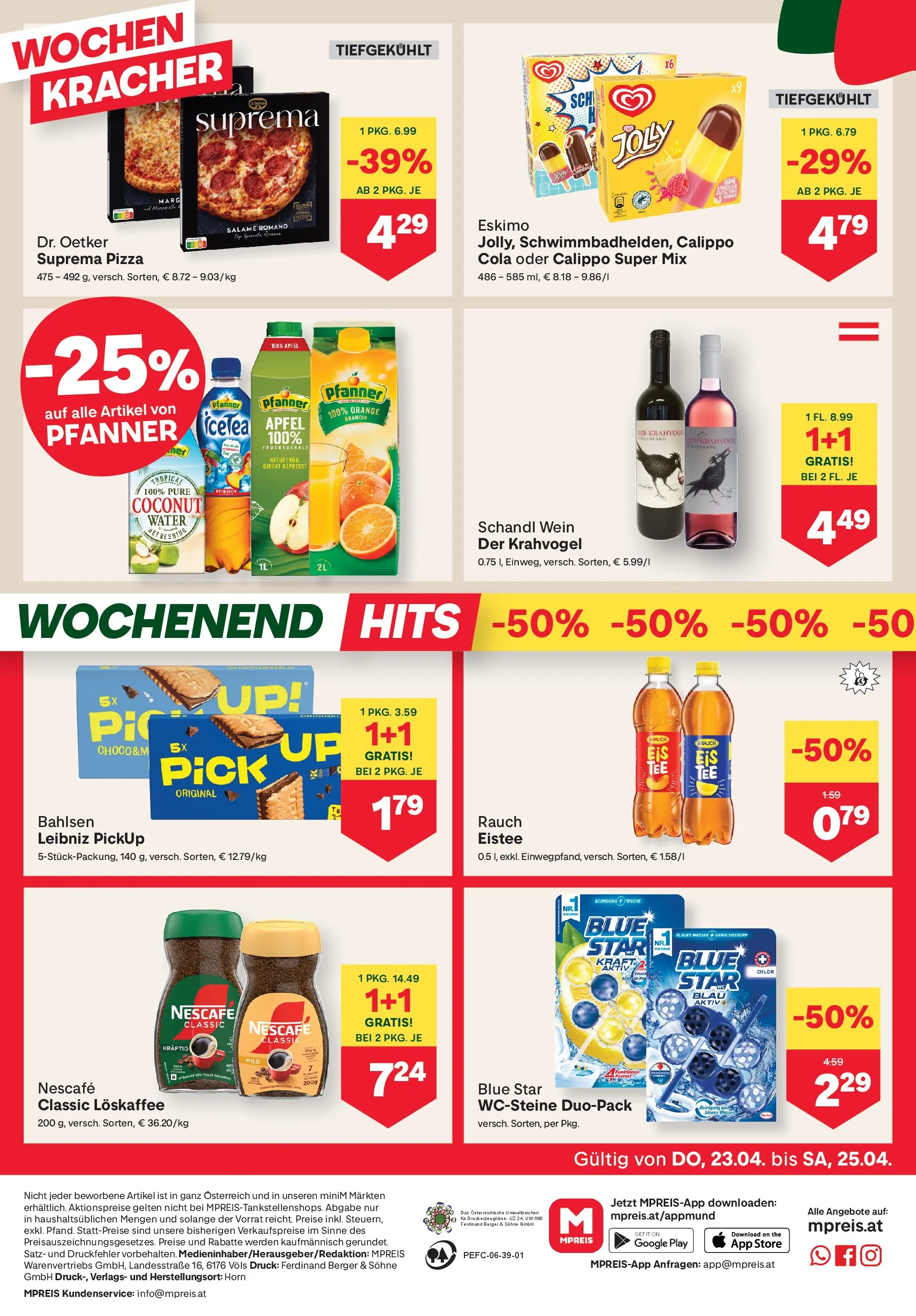 MPREIS St.Gallenkirch von 22.04.2026 - Aktuelle Angebote | Seite: 12 | Produkte: Wasser, Pfirsich, Pizza, Wein