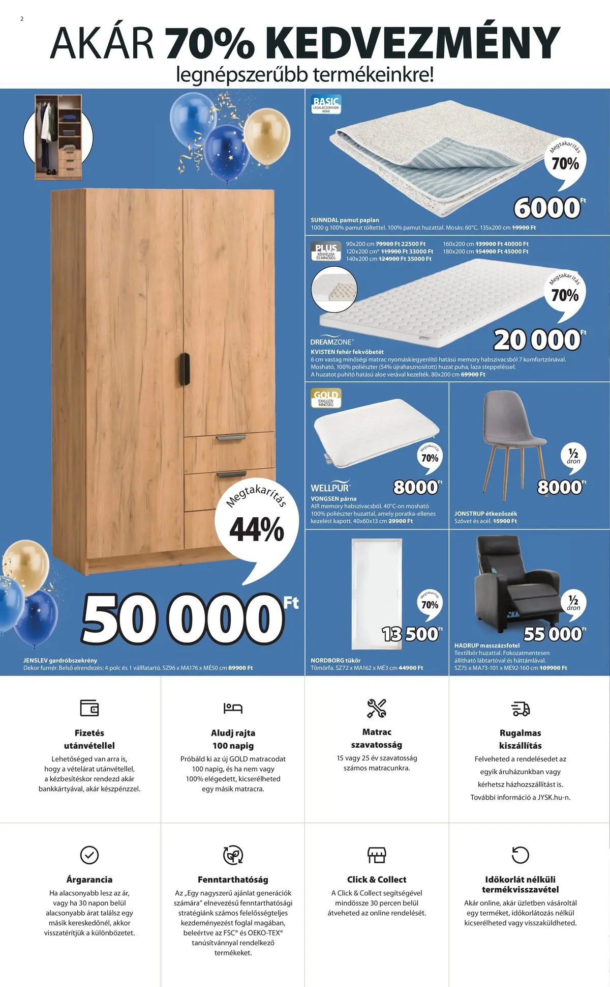 JYSK akciós újság - 2026.04.22. -tól/töl > akció, lapozható szórólap 🛍️ | Oldal: 2 | Termékek: Párna, Polc, Étkezőszék, Gardróbszekrény