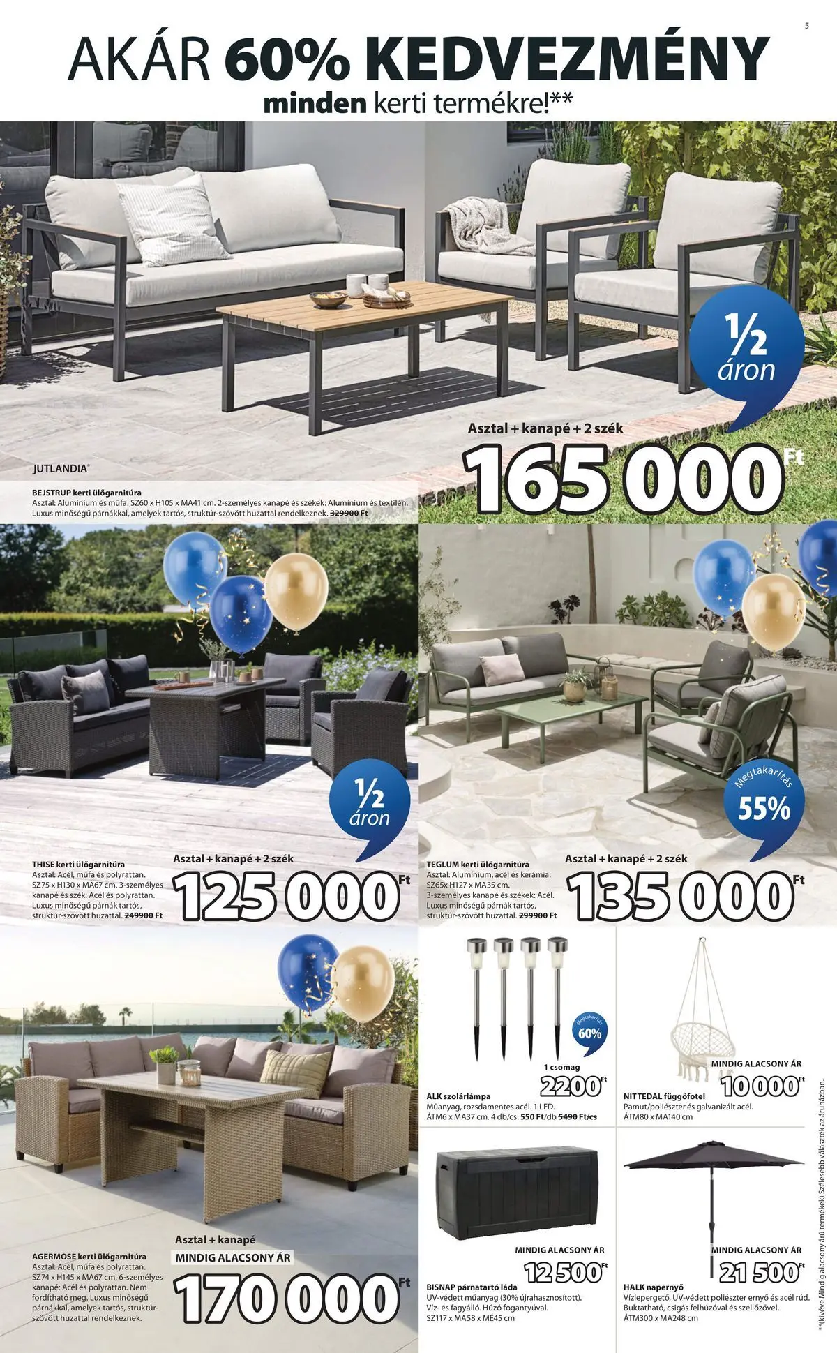 JYSK akciós újság - 2026.04.22. -tól/töl > akció, lapozható szórólap 🛍️ | Oldal: 5 | Termékek: Kanapé, Asztal, Napernyő, Székek