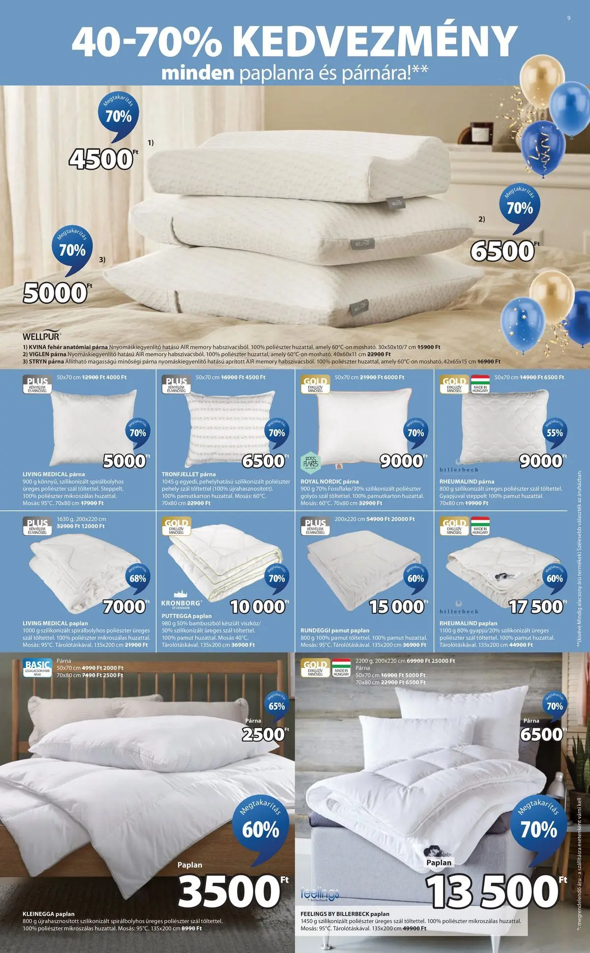 JYSK akciós újság - 2026.04.22. -tól/töl > akció, lapozható szórólap 🛍️ | Oldal: 9 | Termékek: Paplan, Párna, Pehely