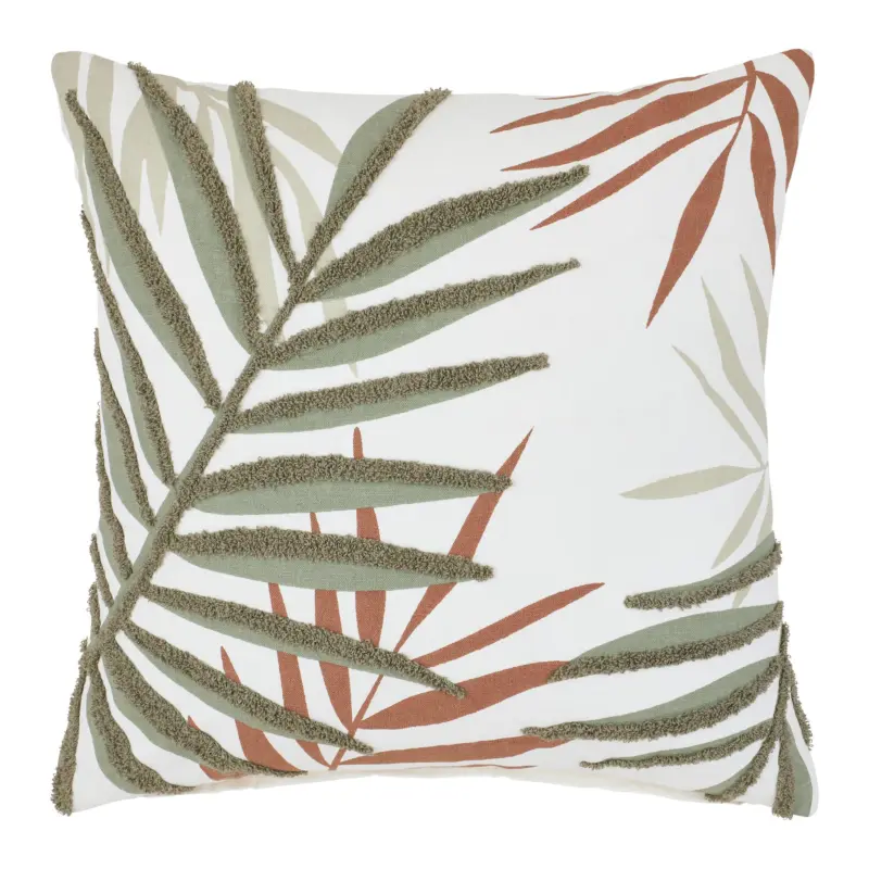 Zierkissen Bl&auml;tter Gr&uuml;n/Beige ca. 45x45cm