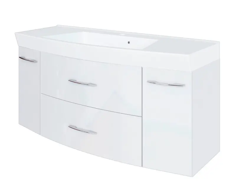 Waschtischkombi Florida in Wei&szlig; + &Uuml;berlaufring