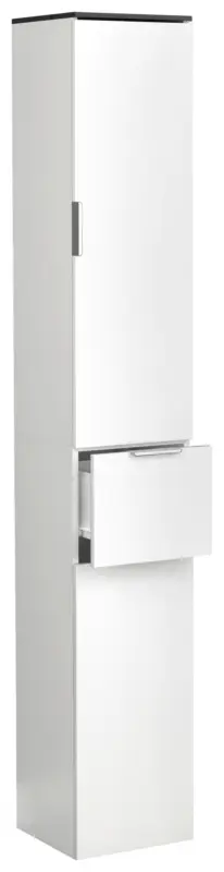 Hochschrank Donali ca. 30x190 cm Wei&szlig;/Schwarz