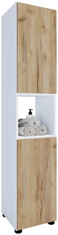 Hochschrank Flandu Honigeiche/Wei&szlig;
