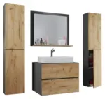 m&ouml;max Badezimmer Lendas 5-tlg. ca. 147 cm Honigeiche/Anthr.