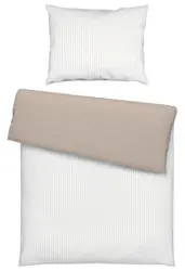 Bettw&auml;sche Twill Streif XL Wei&szlig;/Beige ca. 140x220cm