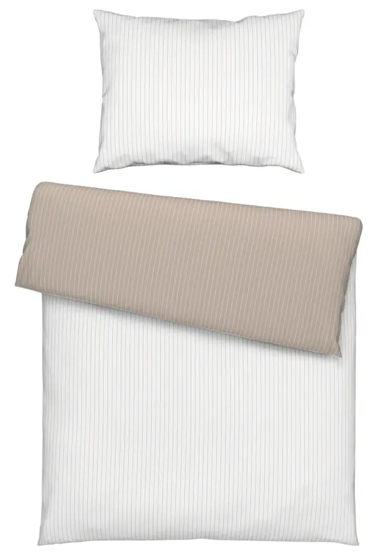 Bettw&auml;sche Twill Streif XL Wei&szlig;/Beige ca. 140x220cm