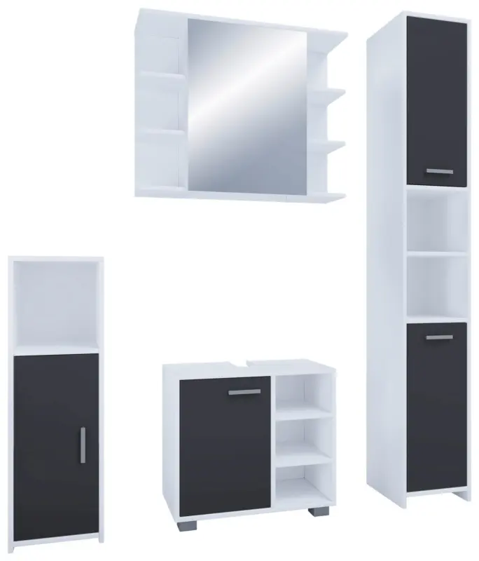 Badezimmer Zalo 4-tlg. ca. 120 cm Wei&szlig;/Schwarz