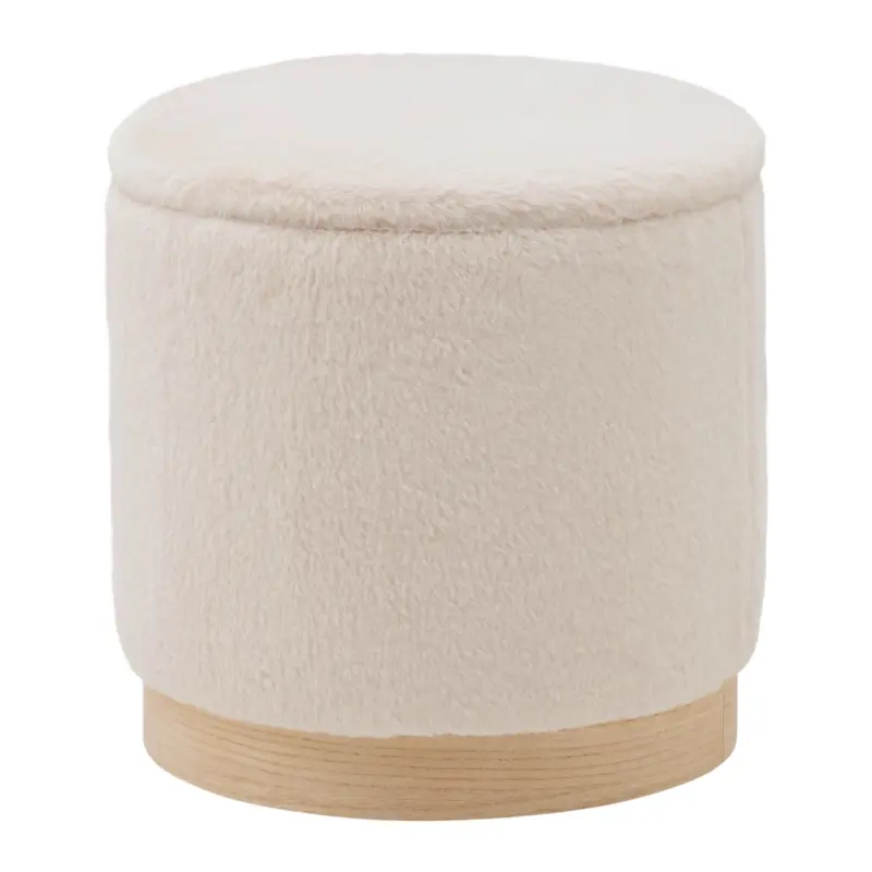 Hocker Pelo mit Stauraum Taupe Kunstfell