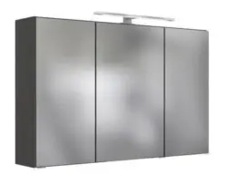 Spiegelschrank Arezzo mit LED 3-t&uuml;rig ca. 100x64 cm Grau