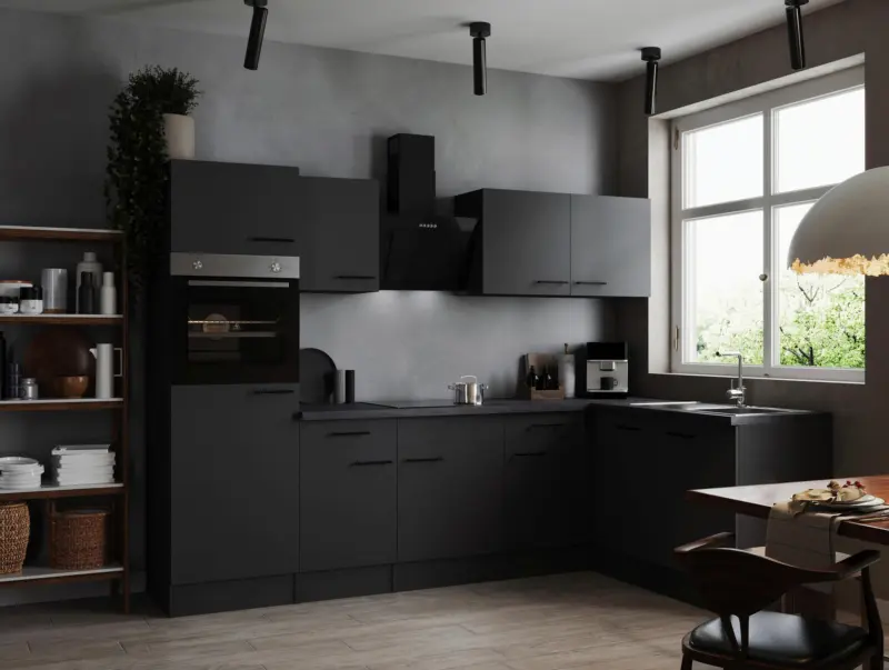 Eckk&uuml;che Oliver m. Ger&auml;ten ca. 280x172cm Grau/Dunkelgrau