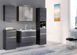 Badezimmer Arezzo Silber/Eichefarbe