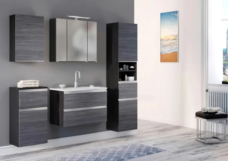 Badezimmer Arezzo Silber/Eichefarbe