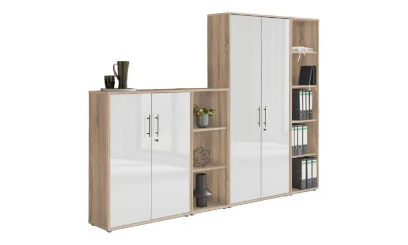 Aktenschrank Office Edition Sw Set 4 Sonoma Eiche/Wei&szlig;