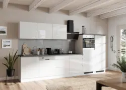 K&uuml;chenzeile Monza mit Ger&auml;ten ca. 360 cm Wei&szlig;/Grau