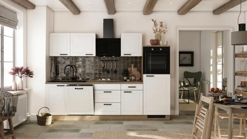 K&uuml;chenblock julia m. Ger&auml;ten Wei&szlig;/Eichefarben