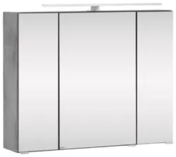 Spiegelschrank Stockholm mit LED 3-t&uuml;rig ca. 80x64 cm Grau
