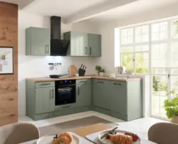 Eckk&uuml;che Anton m. Ger&auml;ten ca. 220x172cm Eiche/Schilfgr&uuml;n