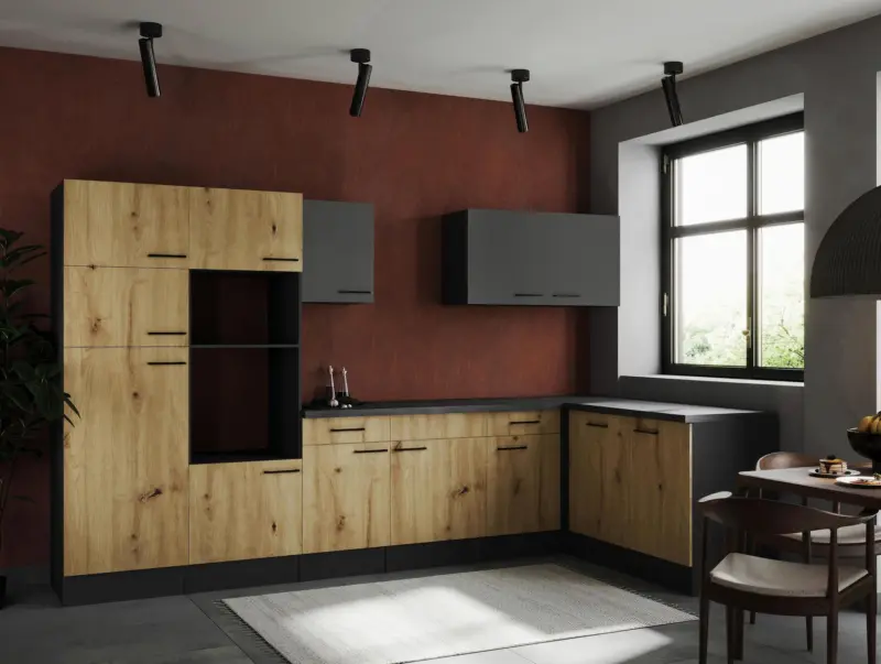 Eckk&uuml;che Oliver o. Ger&auml;te ca. 340x172cm Grau/Eichefarben