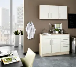 Minik&uuml;che Toronto B: ca. 120cm Creme/Eichefarben