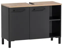 Waschbeckenunterschrank Malte Schwarz/Eiche Artisan