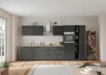 m&ouml;max K&uuml;chenzeile Meran ohne Ger&auml;te ca. 360 cm Grau/Eiche Dekor