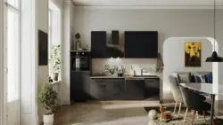 K&uuml;chenblock Capri Schwarz/Eichefarben