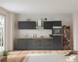 K&uuml;chenzeile Meran ohne Ger&auml;te ca. 300 cm Grau/Eiche