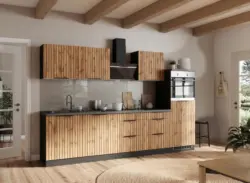 K&uuml;chenblock Liverpool m. Ger&auml;ten Schwarz/Eichefarben