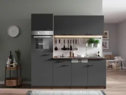 K&uuml;chenblock Oliver mit Ger&auml;ten ca. 205 cm Grau