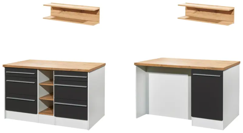 K&uuml;cheninsel Gabriel ca. 150x91x90 cm Grau Hochglanz