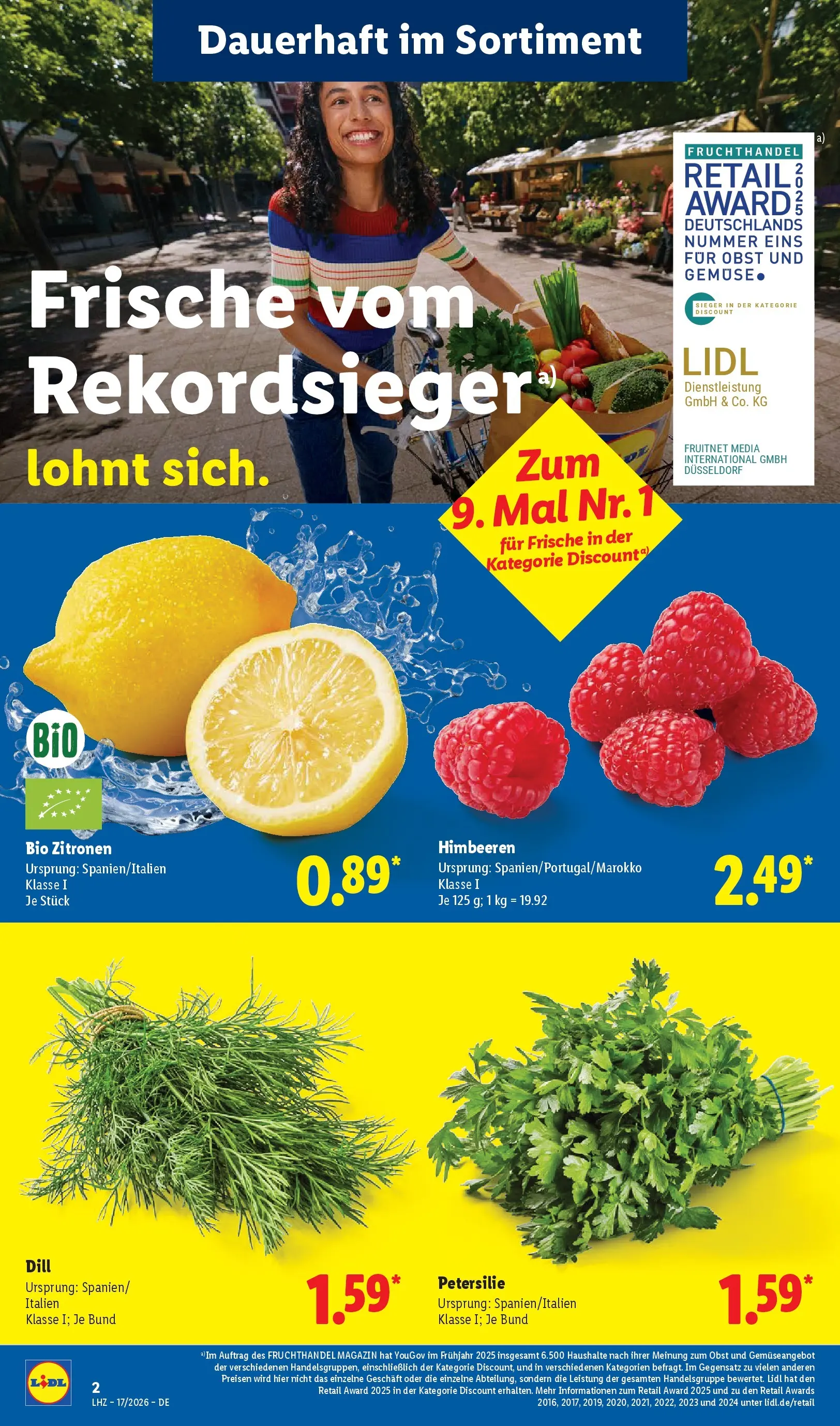 Lidl Prospekt Zülpich (ab 19.04.2026) zum Blättern » Angebote | Seite: 4 | Produkte: Himbeeren, Obst, Petersilie, Zitronen