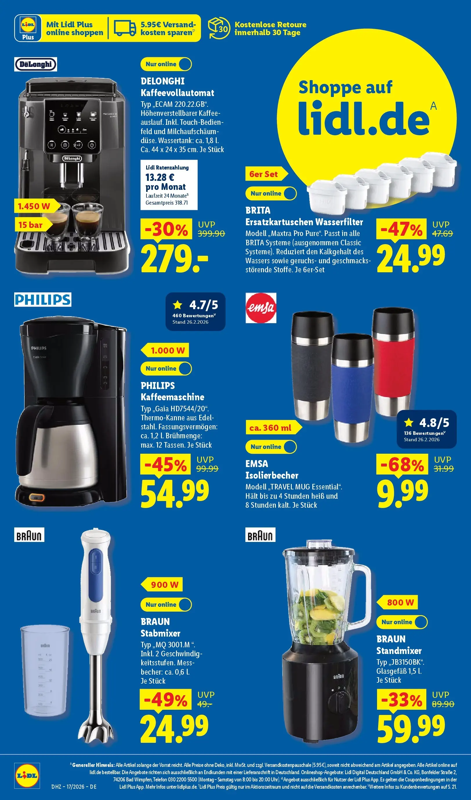 Lidl Prospekt Zülpich (ab 19.04.2026) zum Blättern » Angebote | Seite: 42 | Produkte: Philips, Kaffee, Stabmixer, Telefon