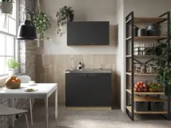 Minik&uuml;che Merle B: ca. 100cm Schwarz/Eiche