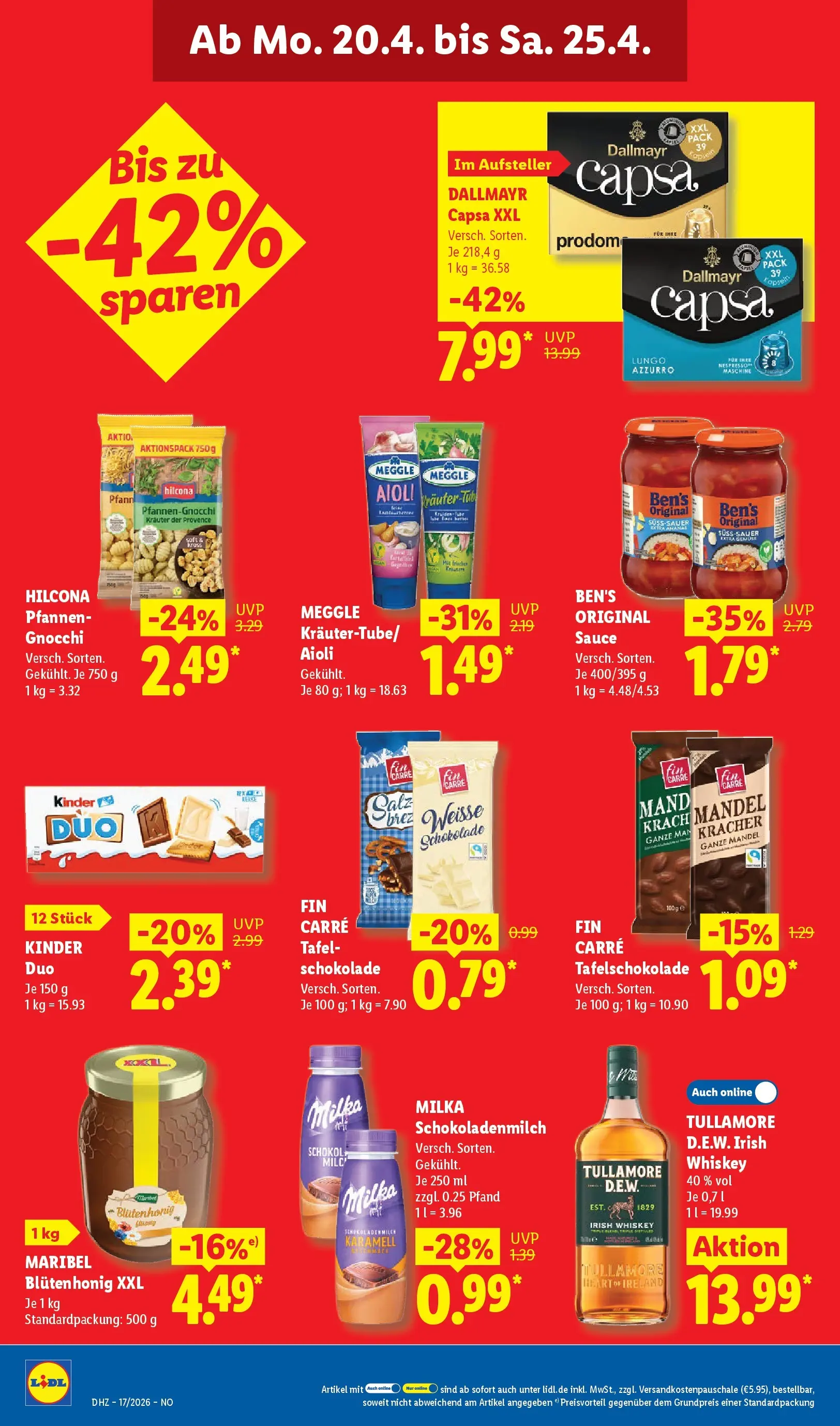 Lidl Prospekt Emlichheim (ab 19.04.2026) zum Blättern » Angebote | Seite: 14 | Produkte: Schokolade, Milka, Dallmayr, Dallmayr capsa
