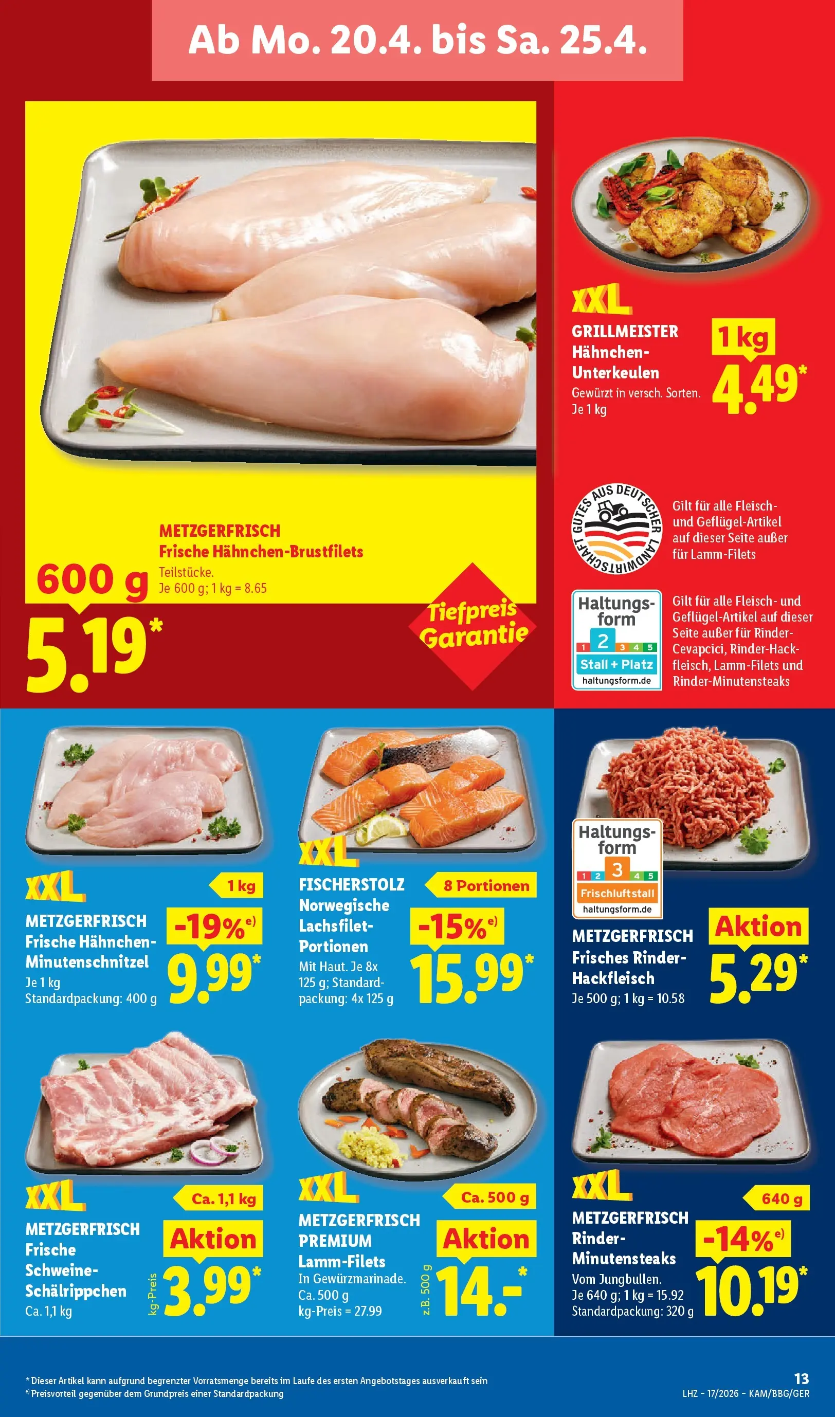 Lidl Prospekt Grimma (ab 19.04.2026) zum Blättern » Angebote | Seite: 25 | Produkte: Hahnchen, Fleisch, Hackfleisch
