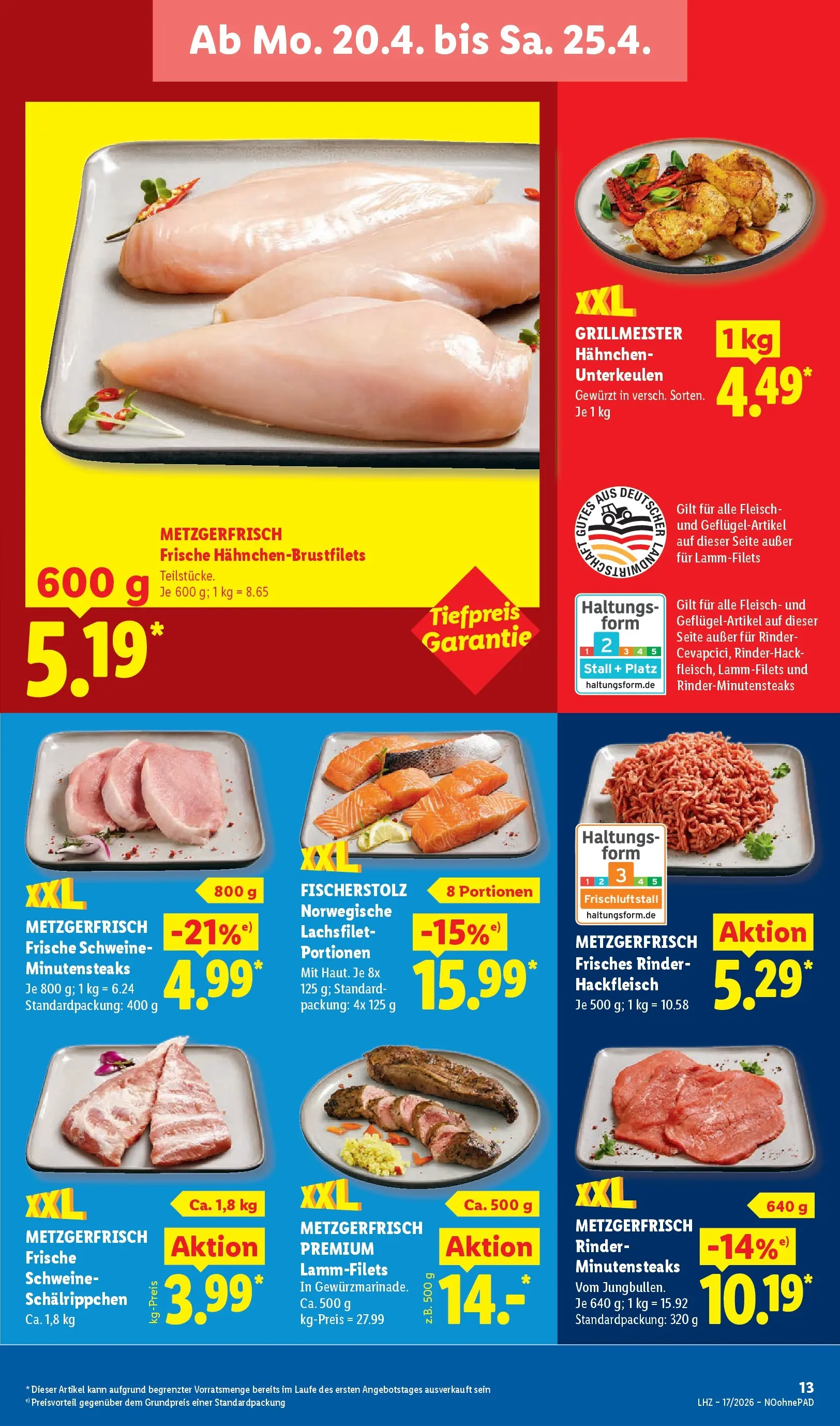 Lidl Prospekt Emlichheim (ab 19.04.2026) zum Blättern » Angebote | Seite: 21 | Produkte: Hahnchen, Fleisch, Hackfleisch