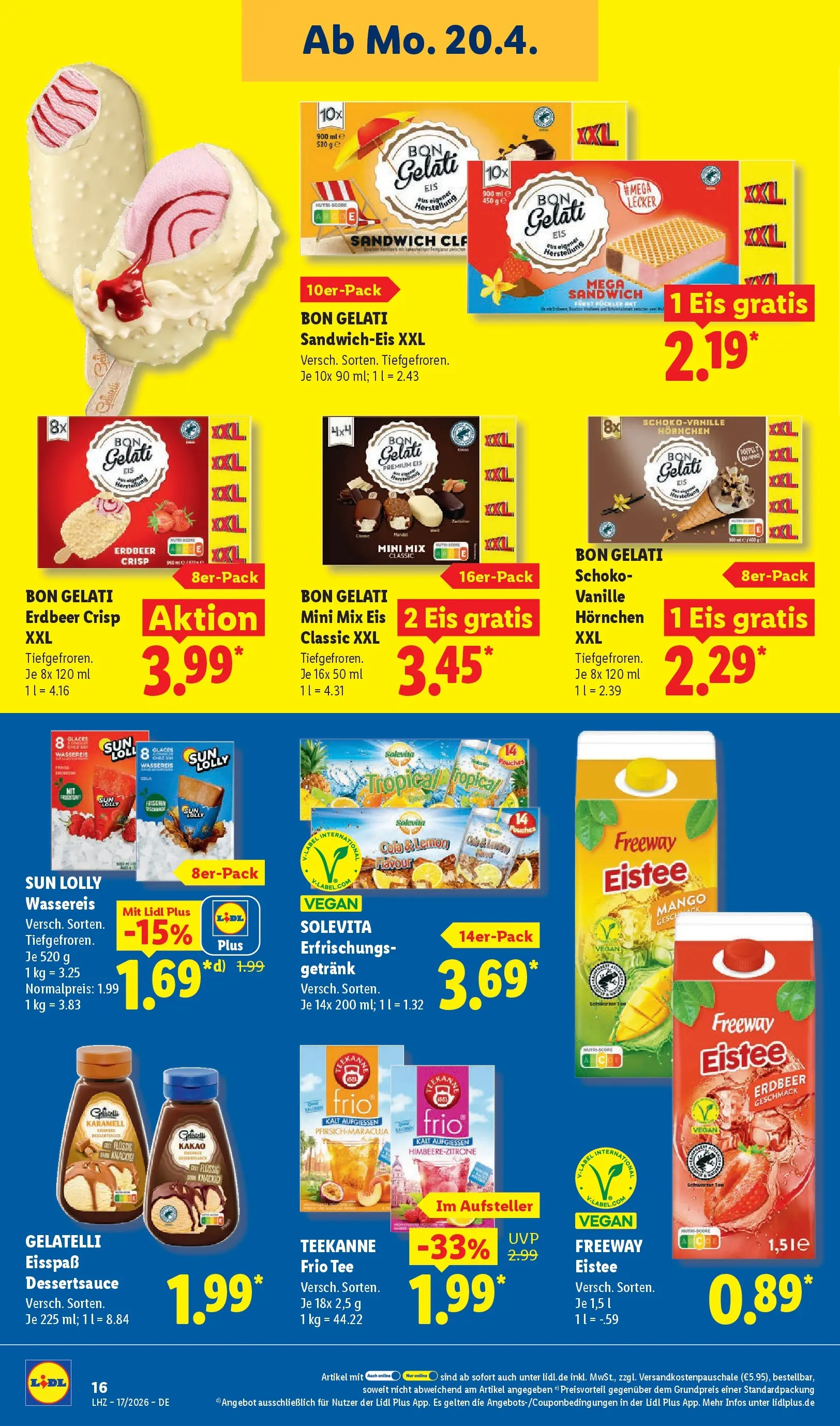 Lidl Prospekt Zülpich (ab 19.04.2026) zum Blättern » Angebote | Seite: 24 | Produkte: Cola, Mango, Tee, Eis