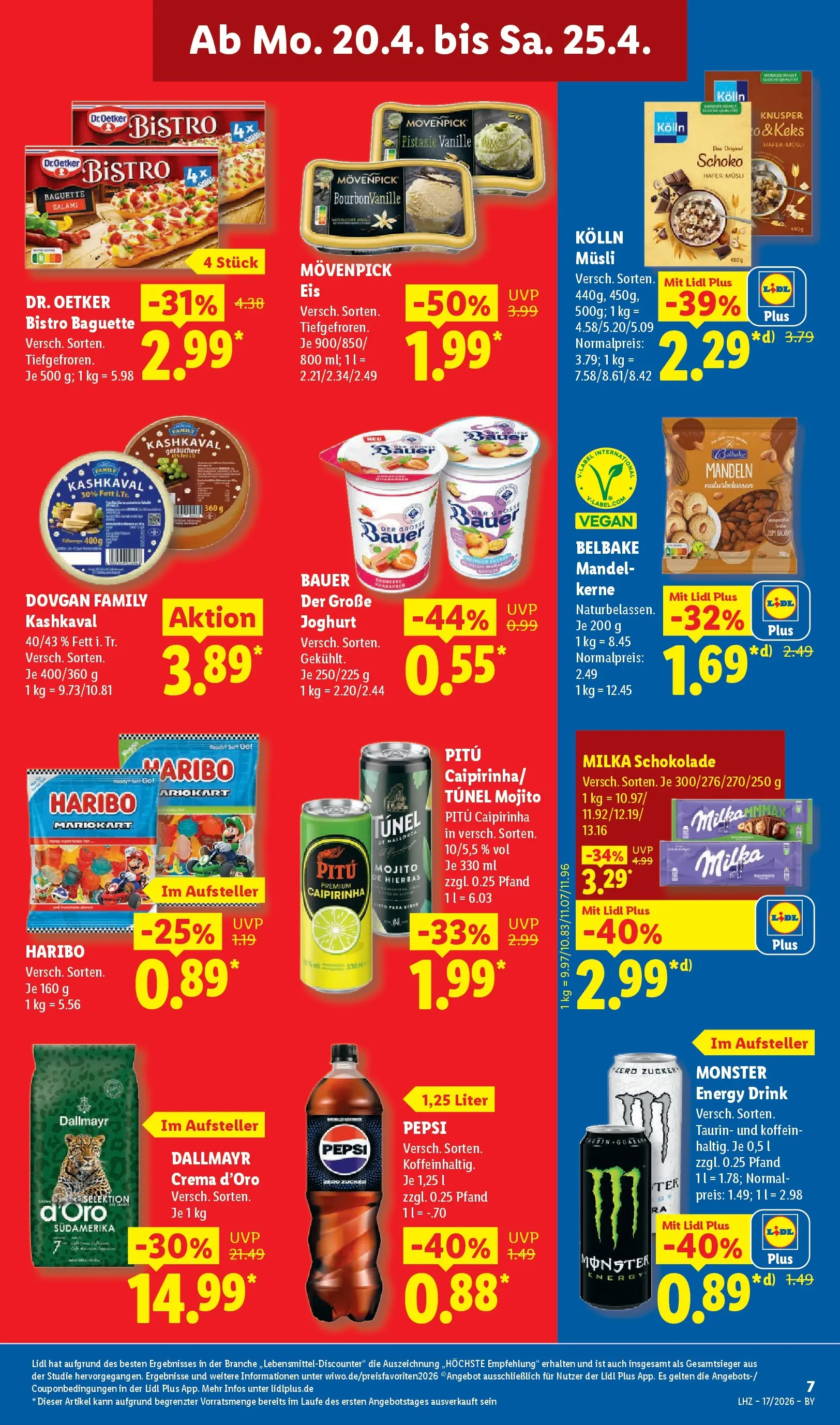 Lidl Prospekt Hof-innenstadt (ab 19.04.2026) zum Blättern » Angebote | Seite: 15 | Produkte: Energy, Schokolade, Zucker, Salami